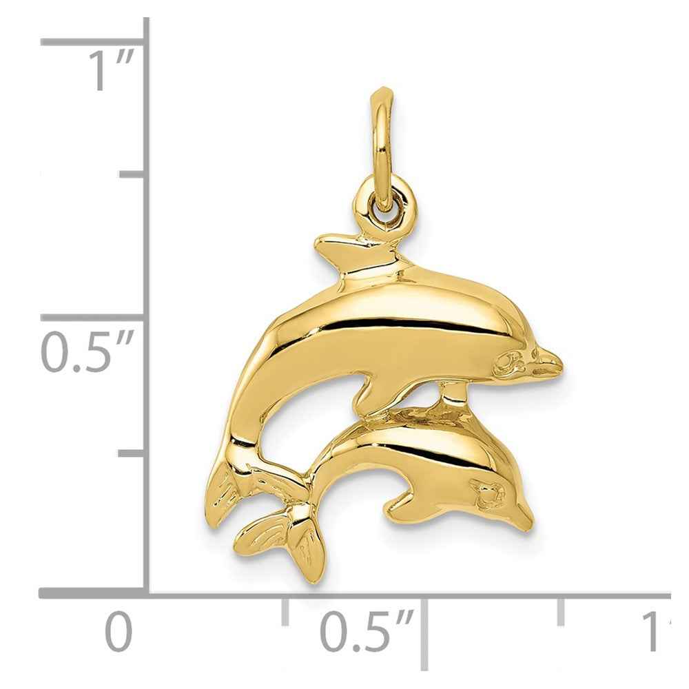 FJC Finejewelers 10 kt Yellow Gold Dolphin Charm 22 x 17 mm
