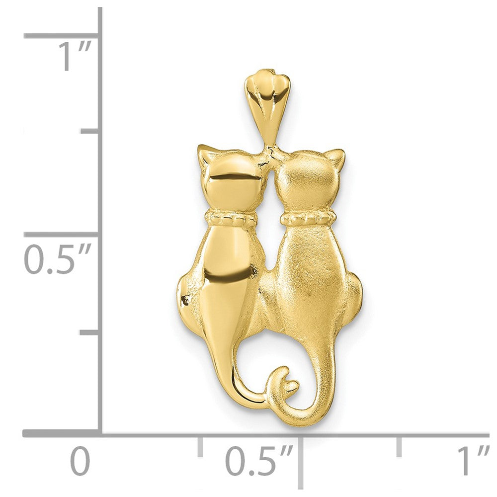 FJC Finejewelers 10 kt Yellow Gold Satin and Polished Cats Charm 24 x 12 mm