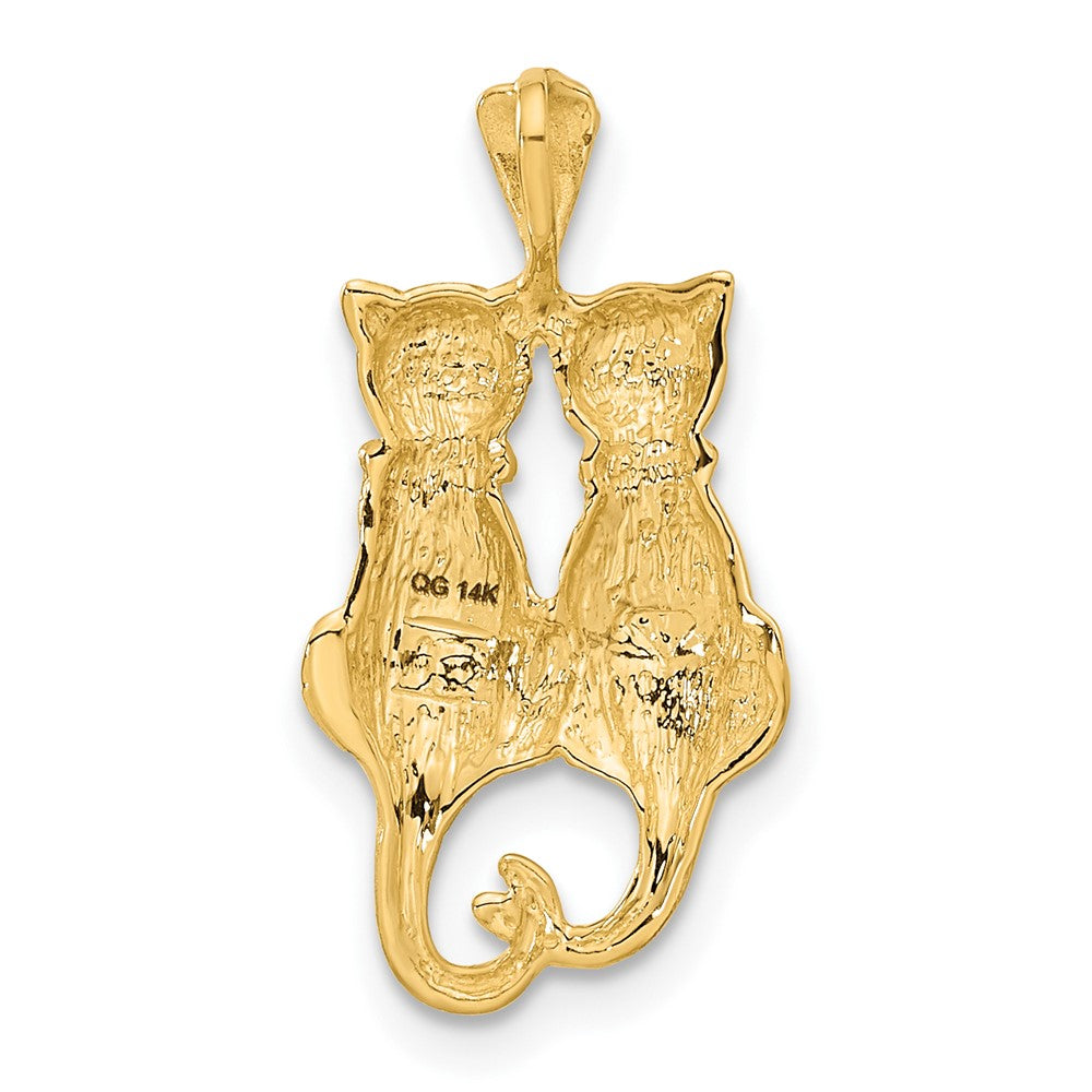 FJC Finejewelers 10 kt Yellow Gold Satin and Polished Cats Charm 24 x 12 mm