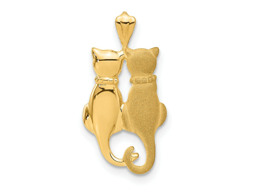 FJC Finejewelers 10 kt Yellow Gold Satin and Polished Cats Charm 24 x 12 mm