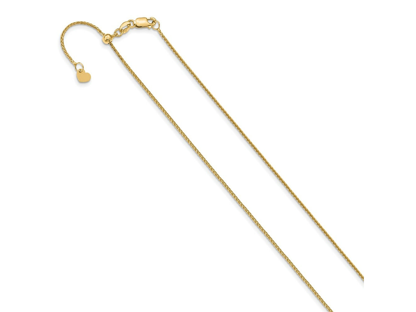 FJC Finejewelers 14 kt Yellow Gold Spiga Adjustable Bright Cut Wheat Chain 26 Inches x 0.95 mm