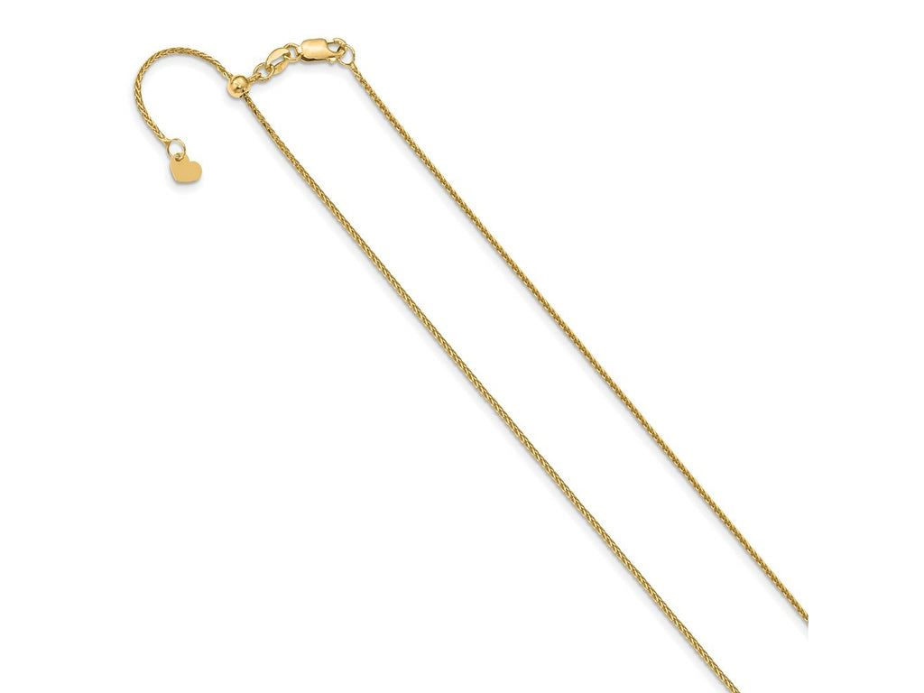 FJC Finejewelers 14 kt Yellow Gold Spiga Adjustable Bright Cut Wheat Chain 30 Inches x 0.95 mm