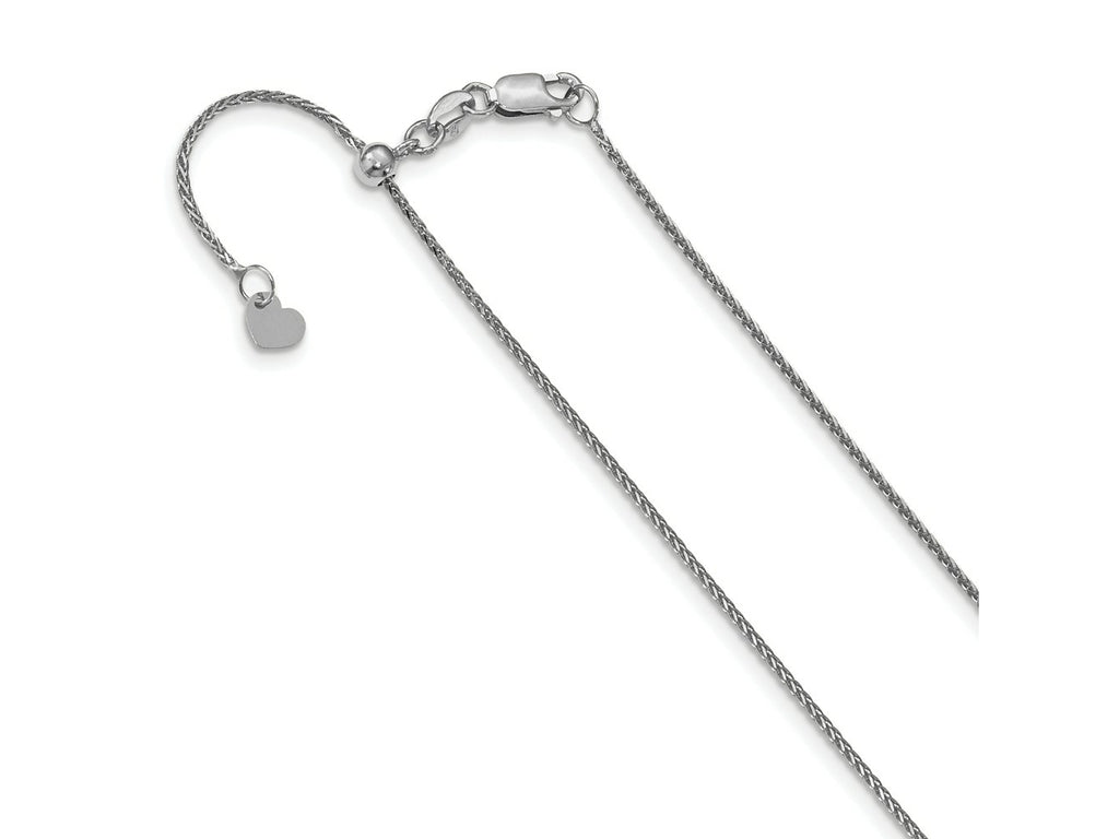 FJC Finejewelers 14 kt White Gold Bright Cut Spiga Adjustable Wheat Chain Lobster Clasp 30 Inches x 0.95 mm