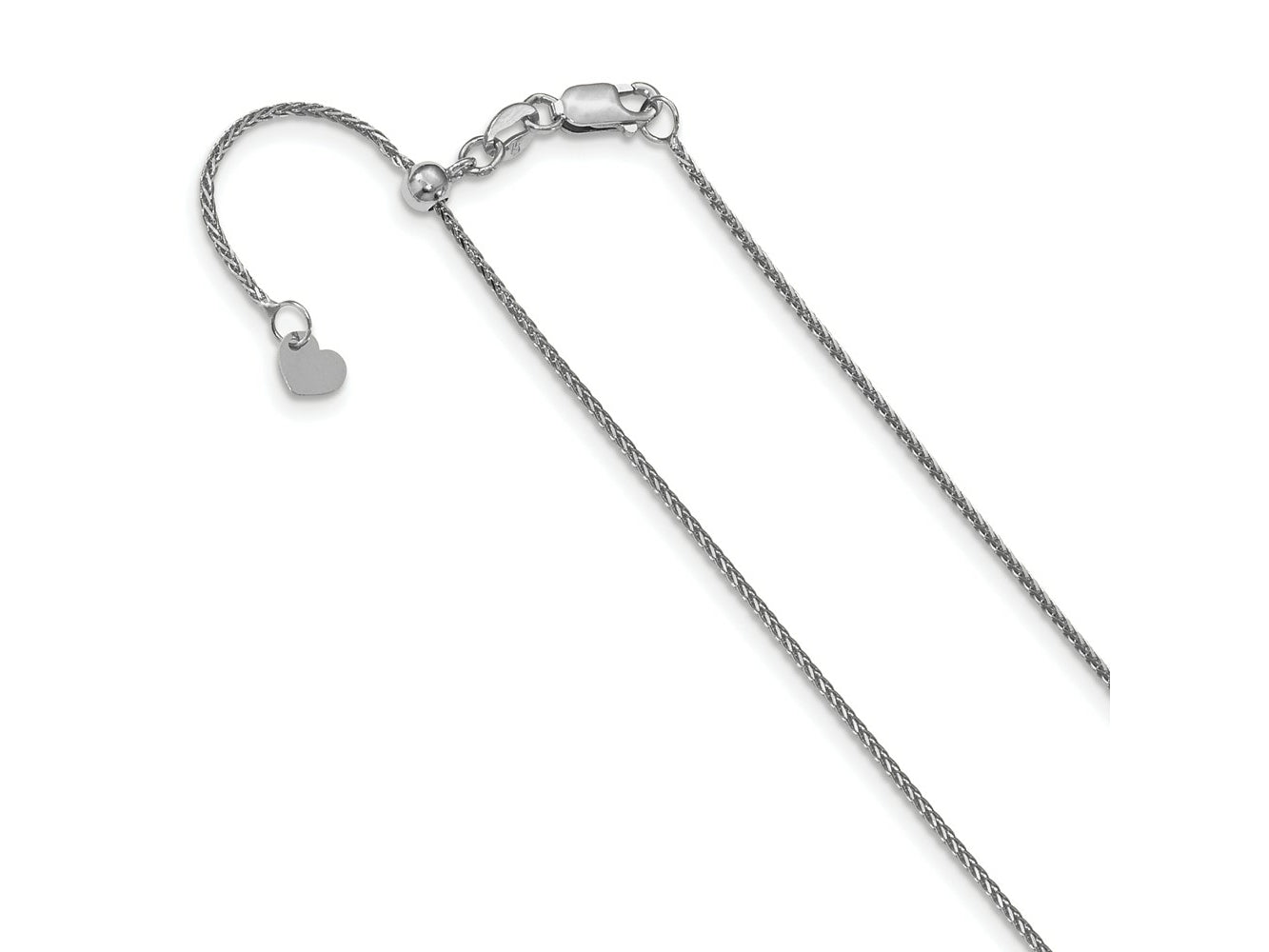 FJC Finejewelers 14 kt White Gold Bright Cut Spiga Adjustable Wheat Chain Lobster Clasp 30 Inches x 0.95 mm