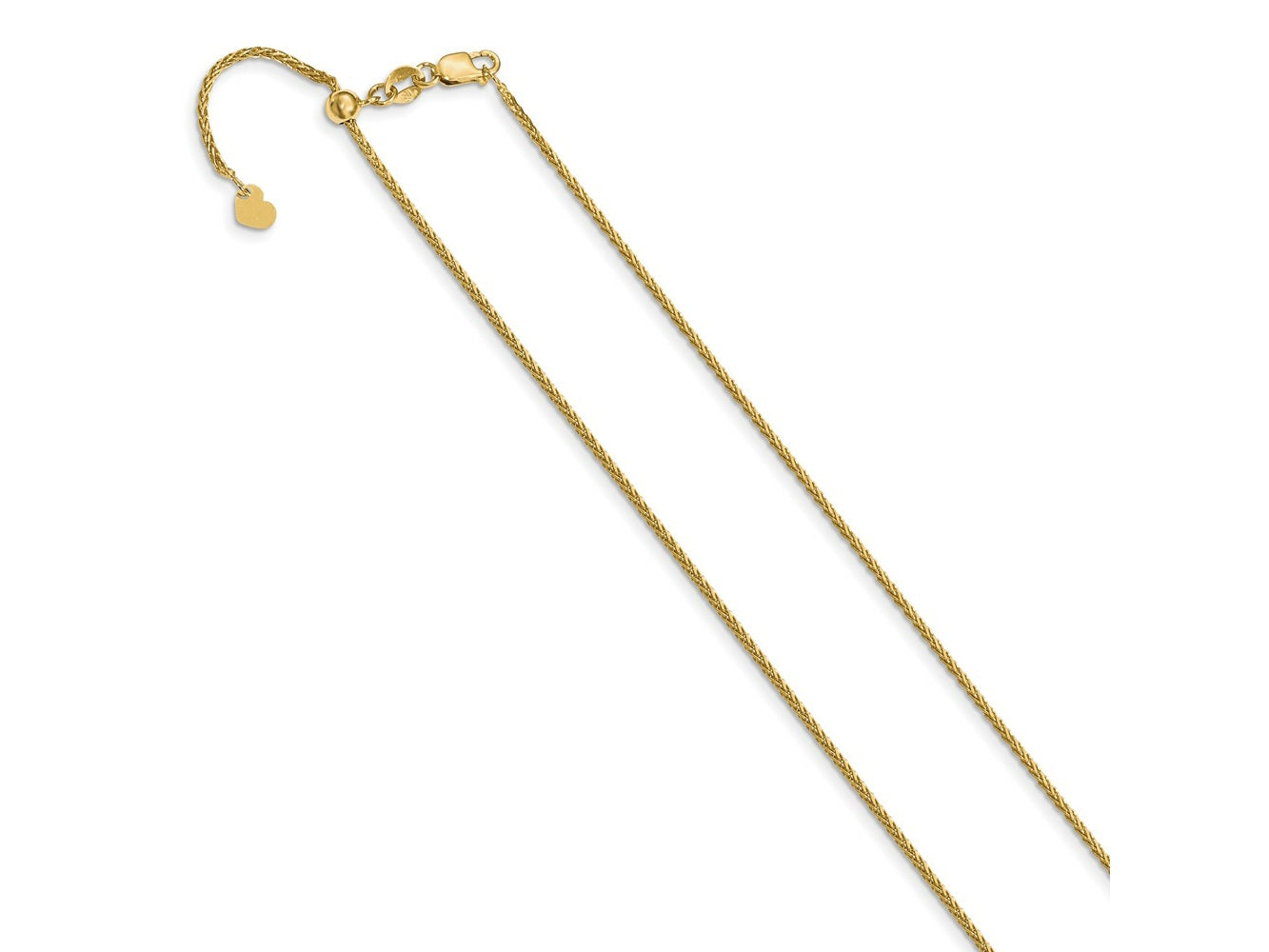 FJC Finejewelers 14 kt Yellow Gold Spiga Adjustable Bright Cut Wheat Chain 26 Inches x 1.2 mm