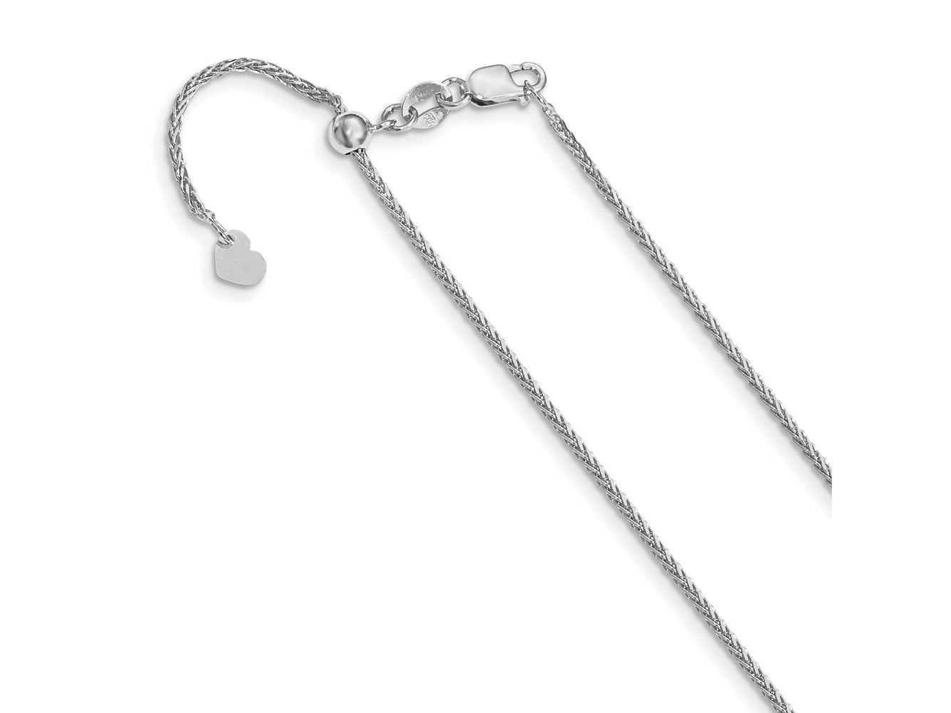 FJC Finejewelers 14 kt White Gold Bright Cut Spiga Adjustable Wheat Chain Lobster Clasp 26 Inches x 1.2 mm