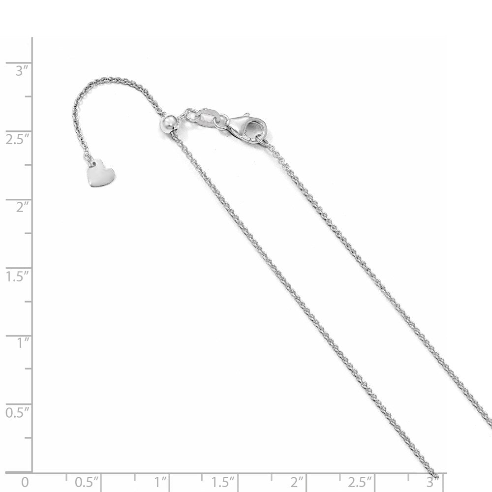 FJC Finejewelers 14 kt White Gold Adjustable Round Cable Chain 30 Inches x 1.1 mm