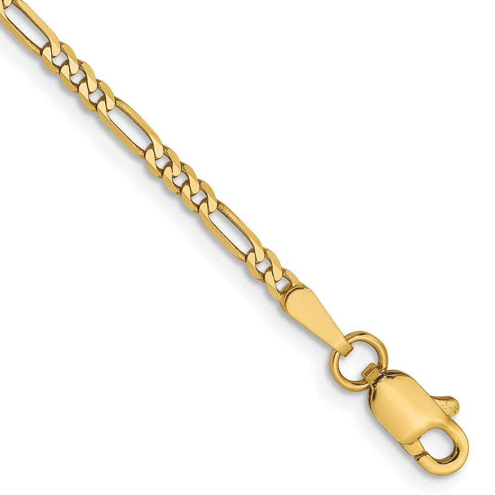 FJC Finejewelers 14 kt Yellow Gold Flat Figaro Chain Bracelet 7 Inches x 1.8 mm