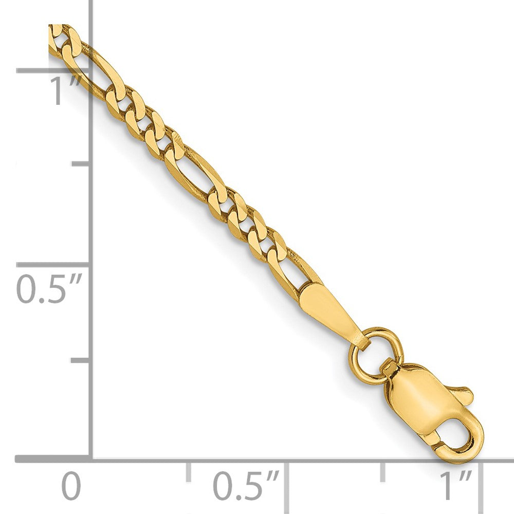 FJC Finejewelers 14 kt Yellow Gold 2.25mm Flat Figaro Chain Bracelet 7 Inches x 2.2 mm