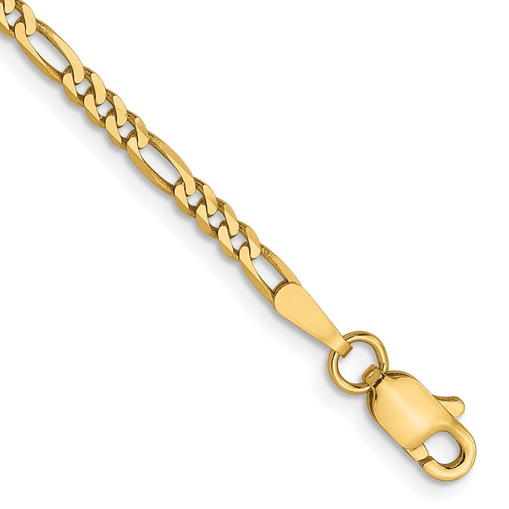 FJC Finejewelers 14 kt Yellow Gold 2.25mm Flat Figaro Chain Bracelet 7 Inches x 2.2 mm