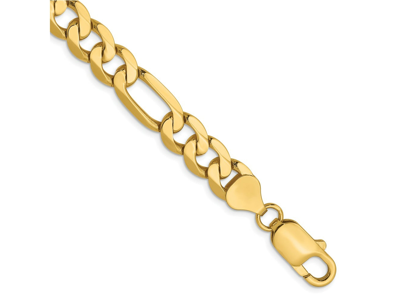 FJC Finejewelers 14 kt Yellow Gold Flat Figaro Chain Bracelet 8 Inches x 7.5 mm