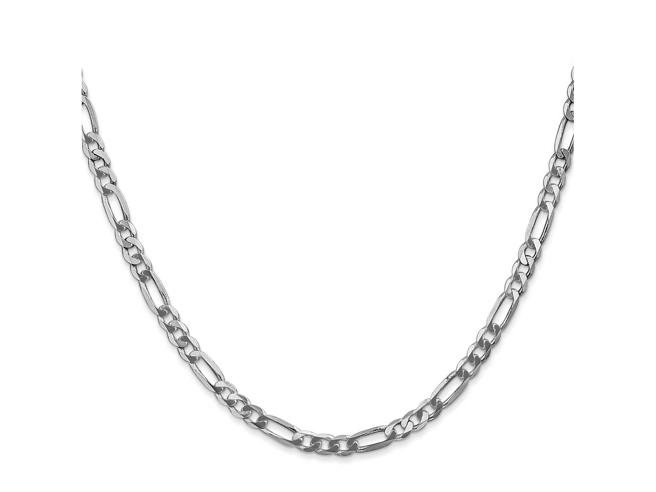 FJC Finejewelers 14 kt White Gold Flat Figaro Chain Lobster Clasp 20 Inches x 4 mm