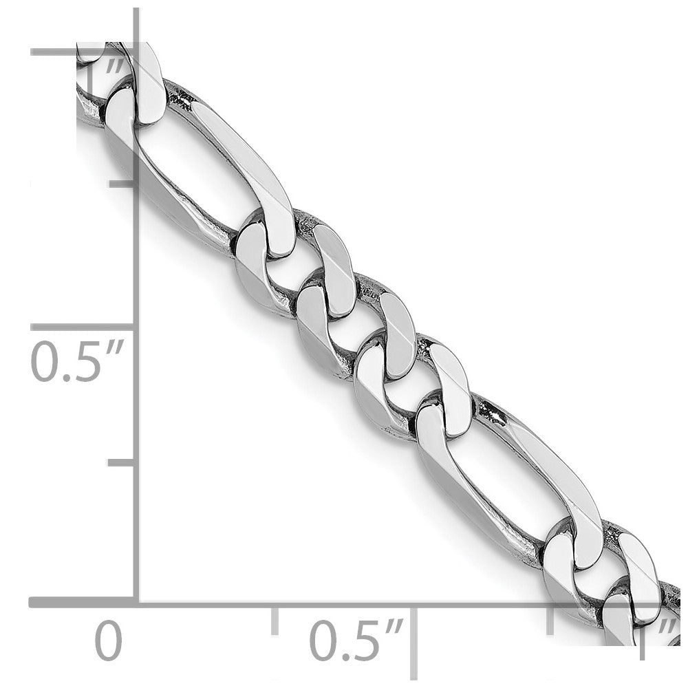 FJC Finejewelers 14 kt White Gold Flat Figaro Chain 24 Inches x 5 mm