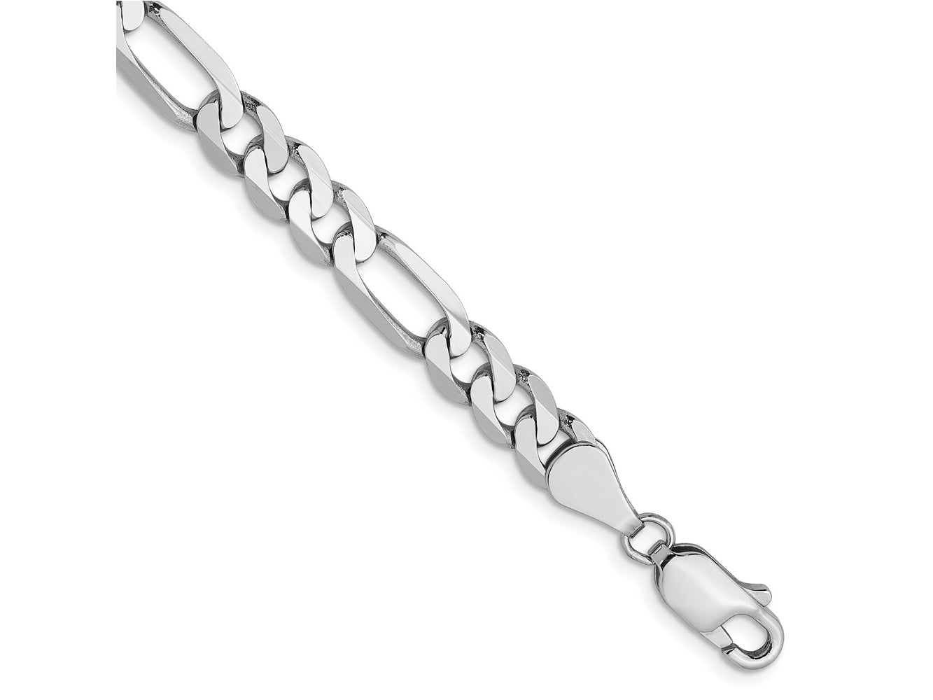 FJC Finejewelers 14 kt White Gold Flat Figaro Chain Bracelet 7 Inches x 5.5 mm