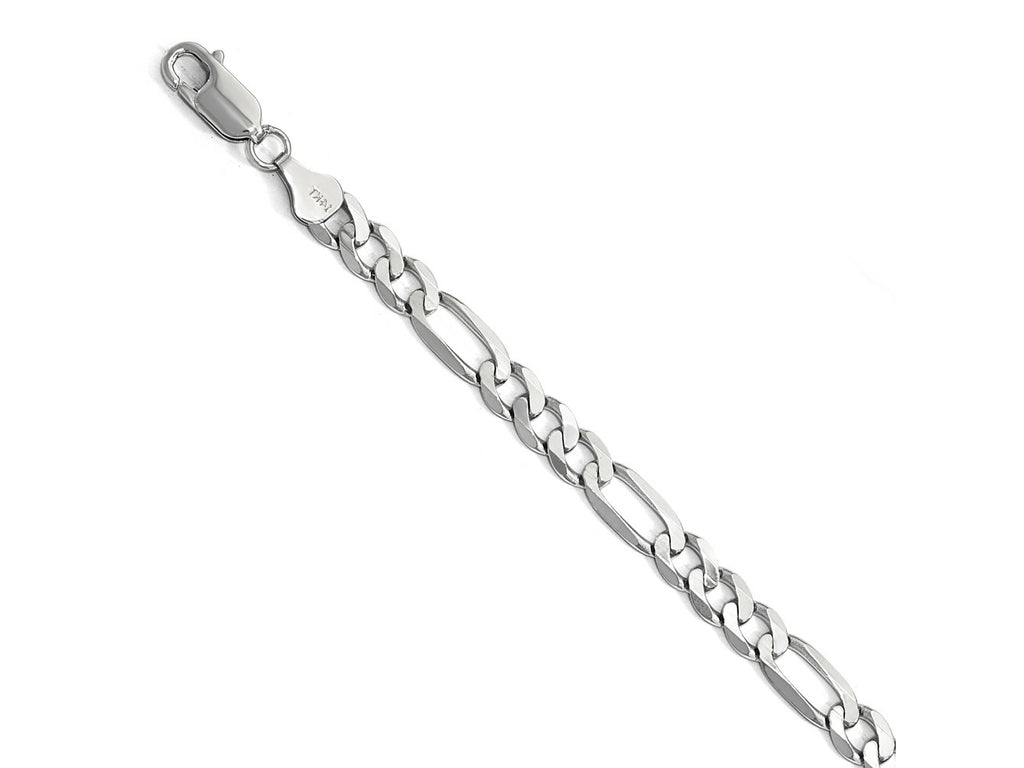 FJC Finejewelers 14 kt White Gold Flat Figaro Chain Bracelet 8 Inches x 6 mm