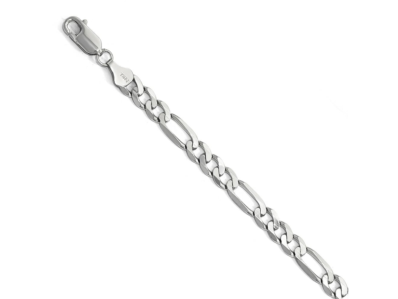 FJC Finejewelers 14 kt White Gold Flat Figaro Chain Bracelet 8 Inches x 6 mm