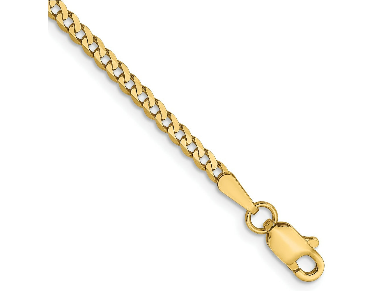 FJC Finejewelers 14 kt Yellow Gold 2. Flat Beveled Curb Chain Bracelet 7 Inches x 2 mm