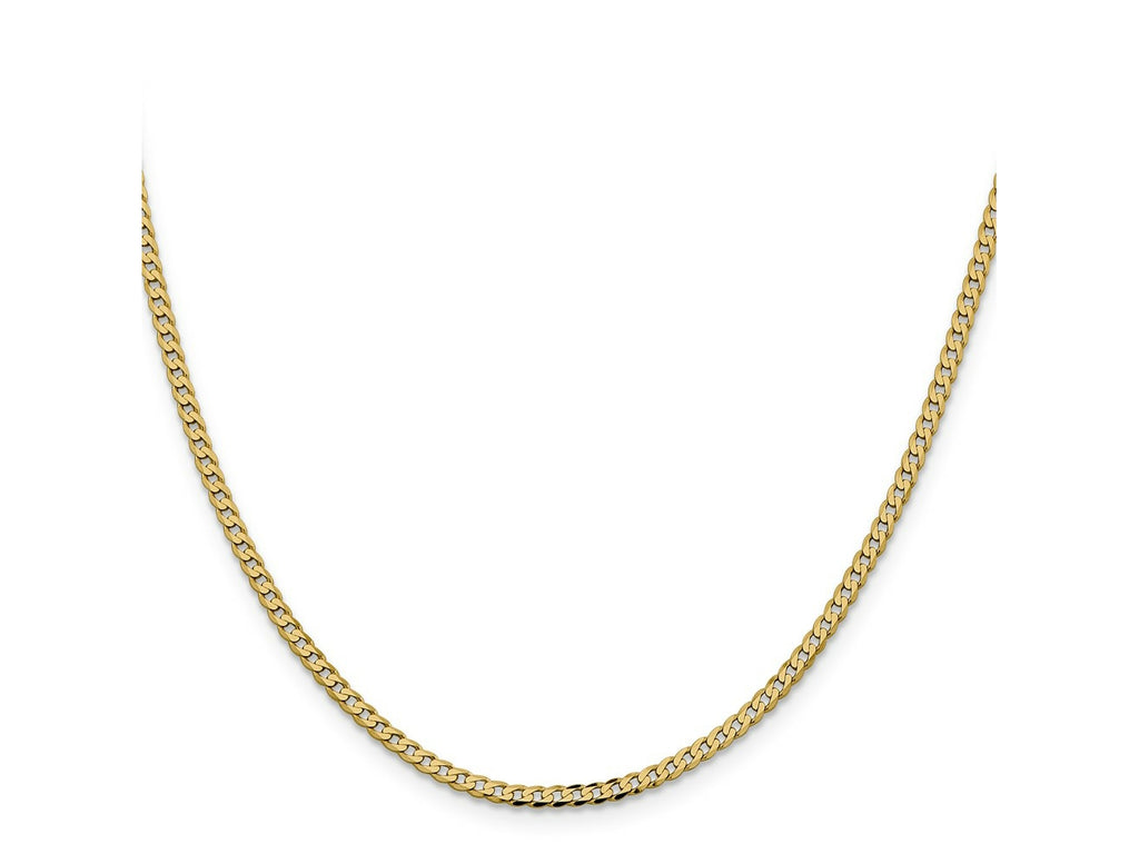 FJC Finejewelers 14 kt Yellow Gold Flat Beveled Curb Chain 24 Inches x 2.3 mm