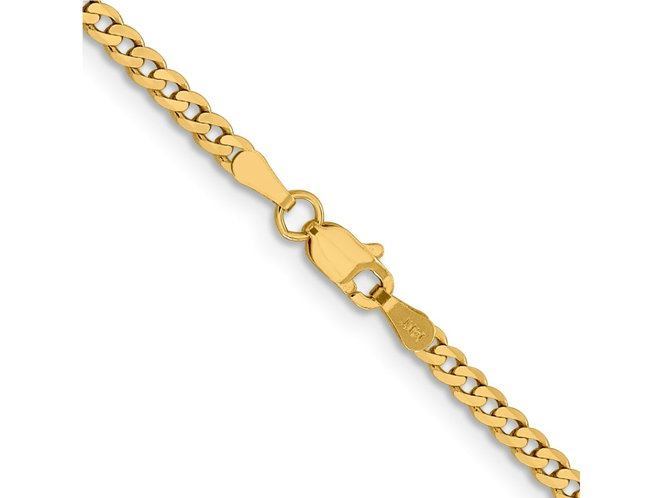 FJC Finejewelers 14 kt Yellow Gold Flat Beveled Curb Chain Bracelet 8 Inches x 2.3 mm