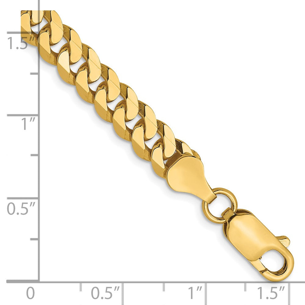 FJC Finejewelers 14 kt Yellow Gold Flat Beveled Curb Chain Bracelet 7 Inches x 6.1 mm