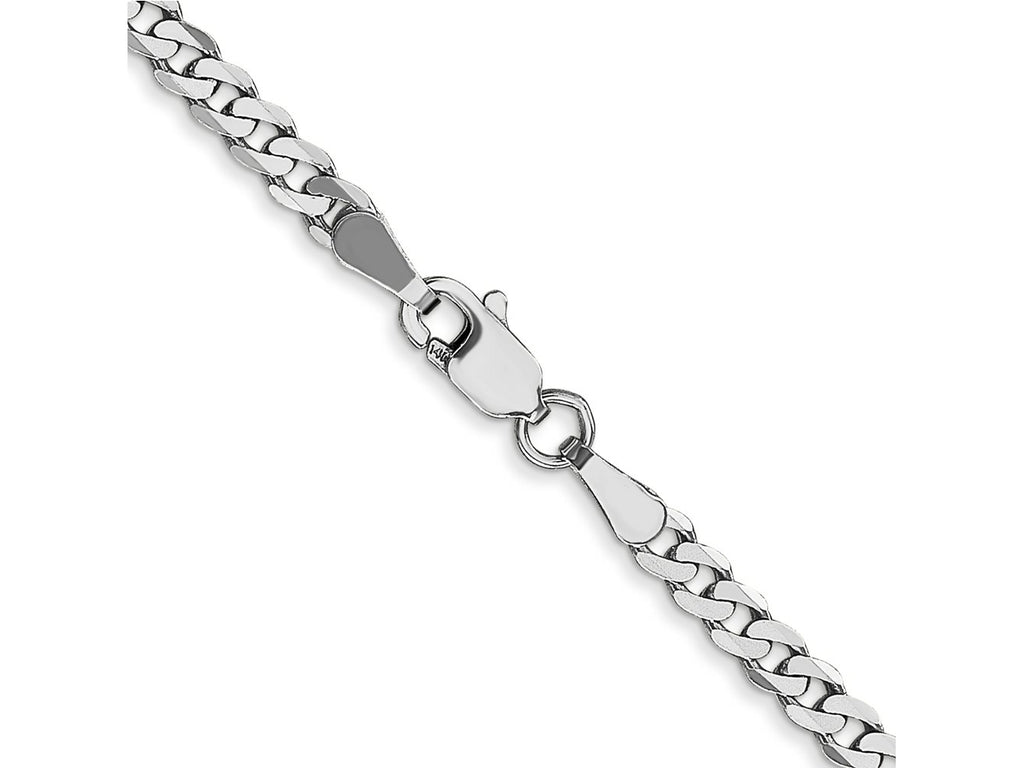 FJC Finejewelers 14 kt White Gold Flat Beveled Curb Chain 24 Inches x 2.9 mm