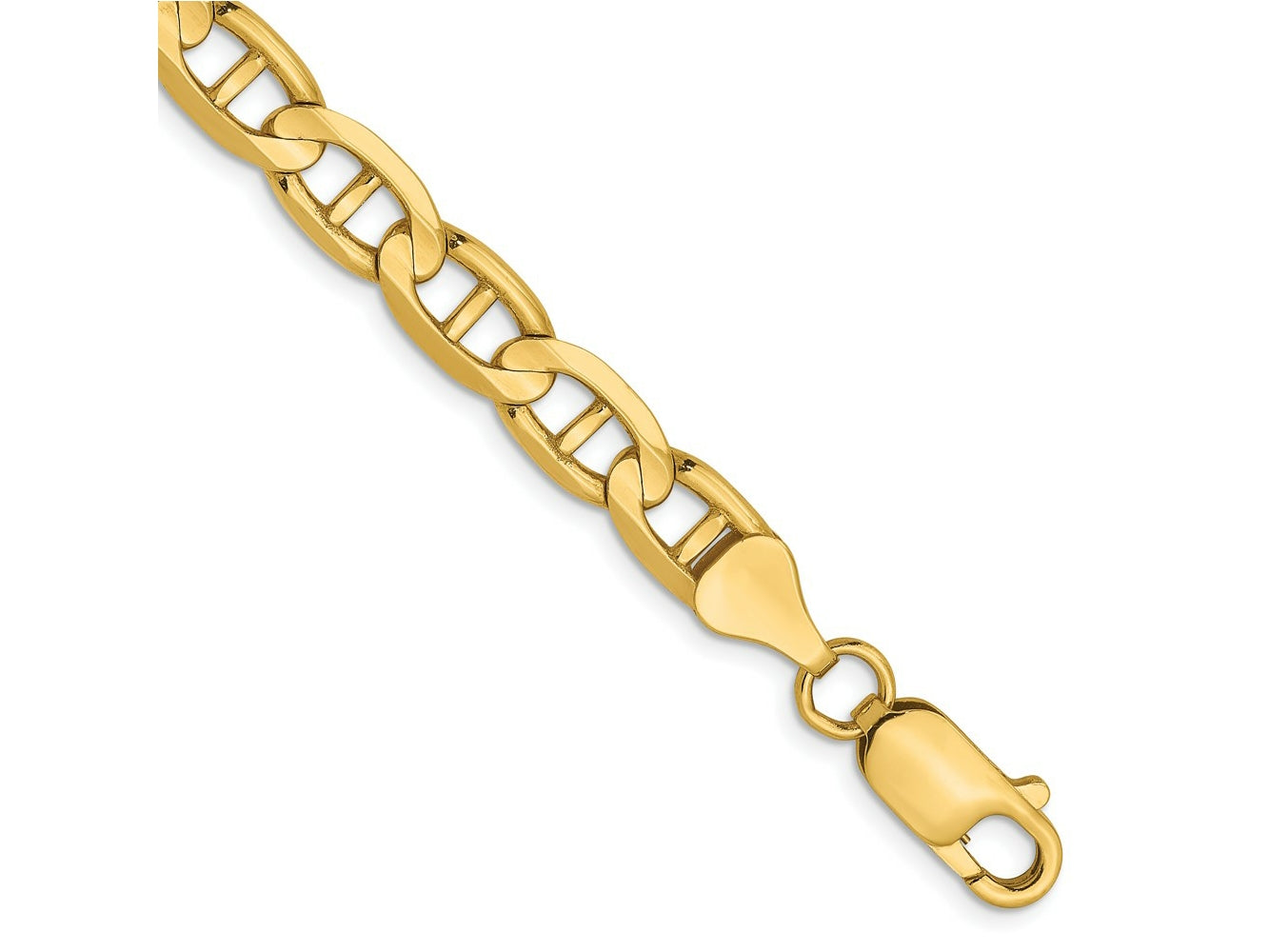 FJC Finejewelers 14 kt Yellow Gold Concave Anchor Chain Bracelet 8 Inches x 6.25 mm