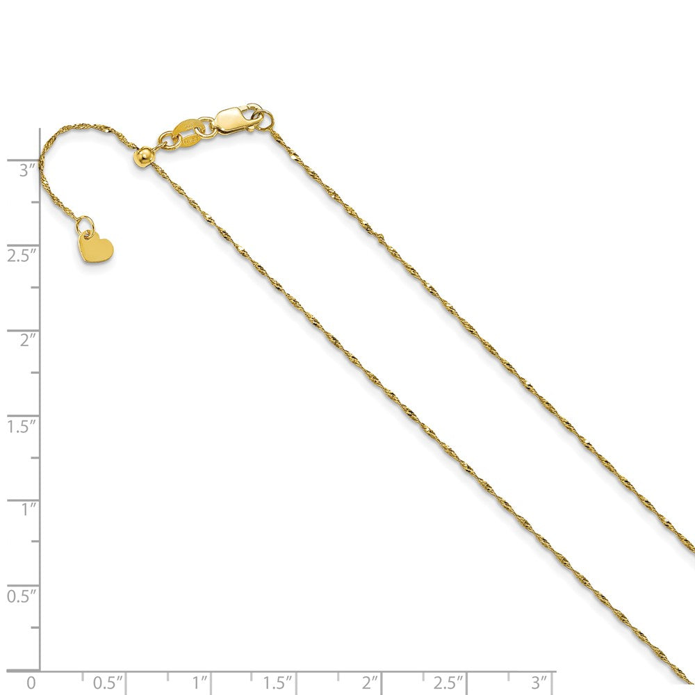 FJC Finejewelers 14 kt Yellow Gold Adjustable Sparkle Singapore Chain 22 Inches x 0.95 mm