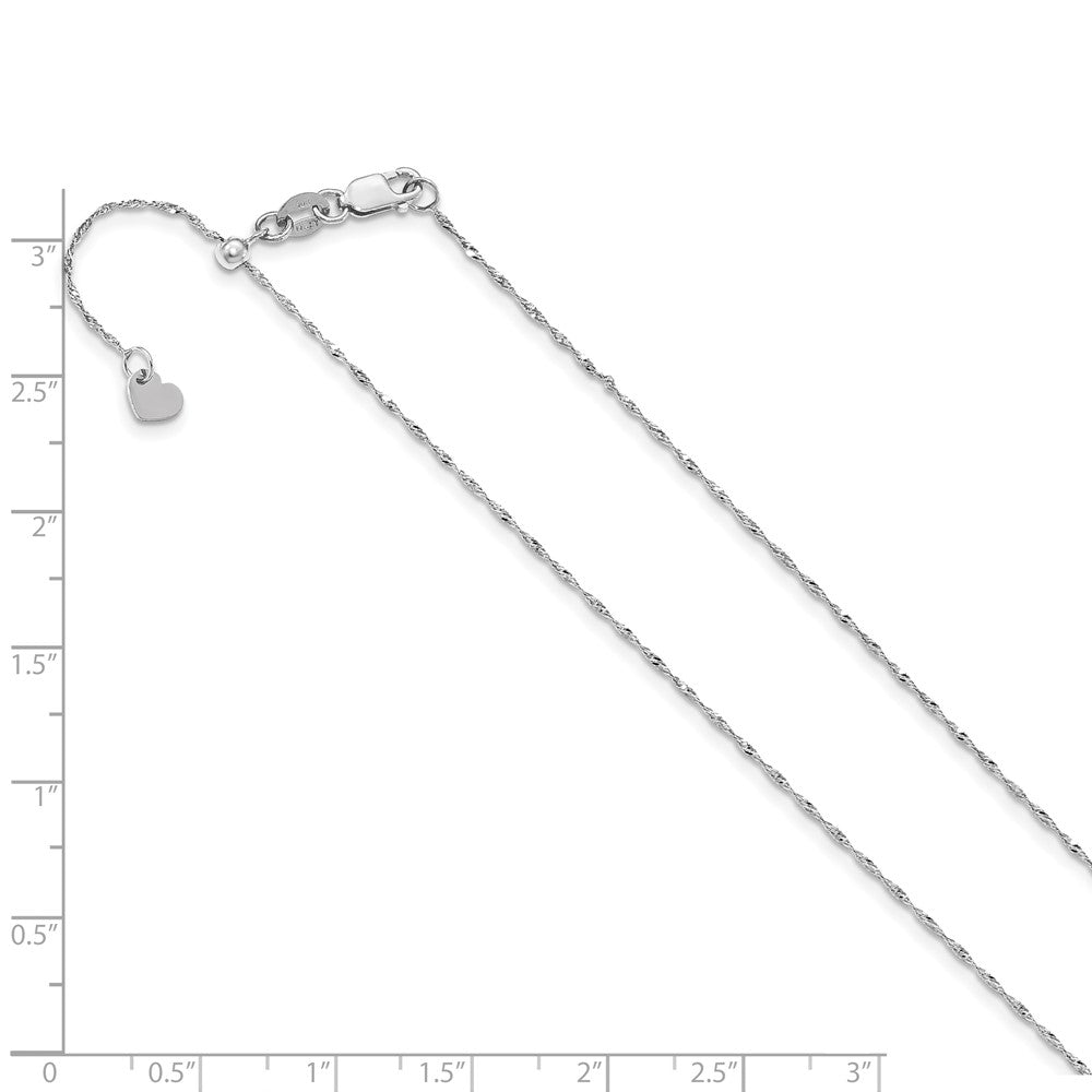 FJC Finejewelers 14 kt White Gold Adjustable .95mm Sparkle Singapore Chain 22 Inches x 0.95 mm