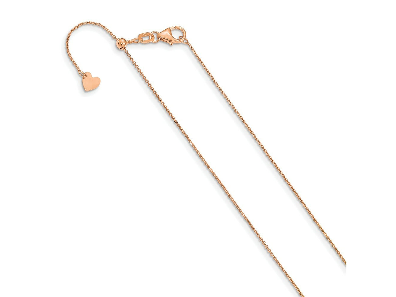 FJC Finejewelers 14 kt Rose Gold Bright Cut Adjustable 1mm Cable Chain 22 Inches x 1 mm