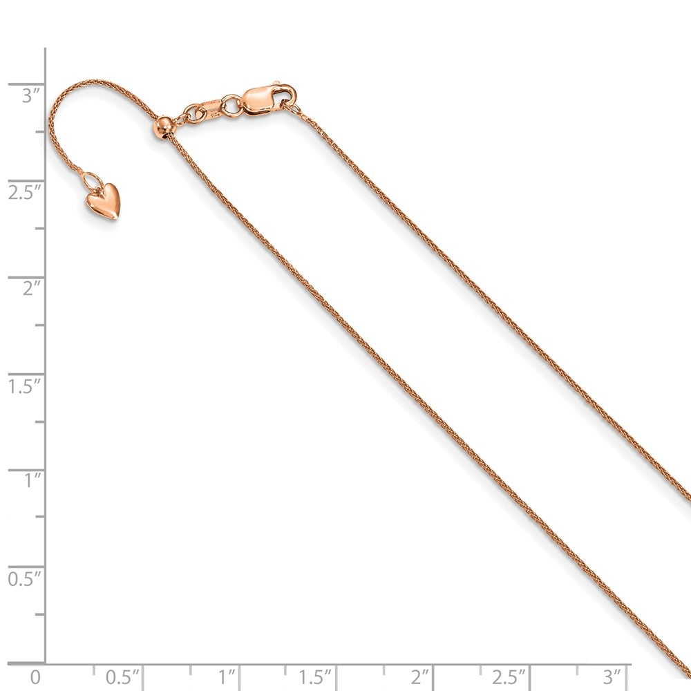 FJC Finejewelers 14 kt Rose Gold Spiga Adjustable .85mm Wheat Chain 22 Inches x 0.85 mm