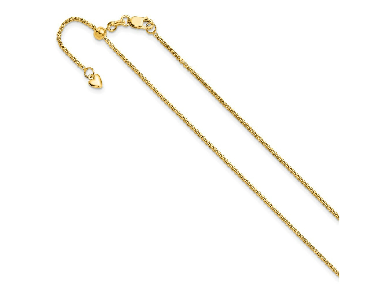 FJC Finejewelers 14 kt Yellow Gold Adjustable Round Box Chain 26 Inches x 1.35 mm