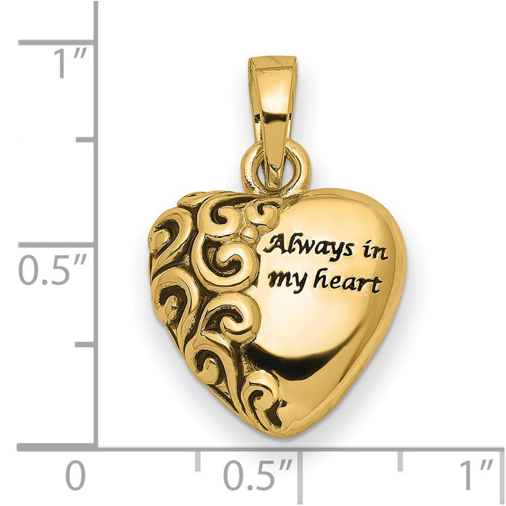 FJC Finejewelers 14 kt Yellow Gold Heart Remembrance Ash Holder Charm 19 x 15 mm
