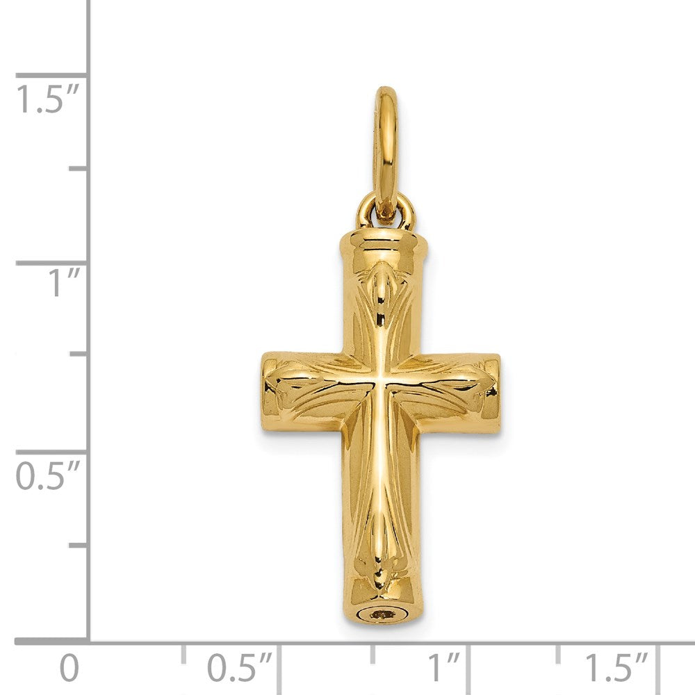 FJC Finejewelers 14 kt Yellow Gold Cross Ash Holder Charm 25 x 15 mm