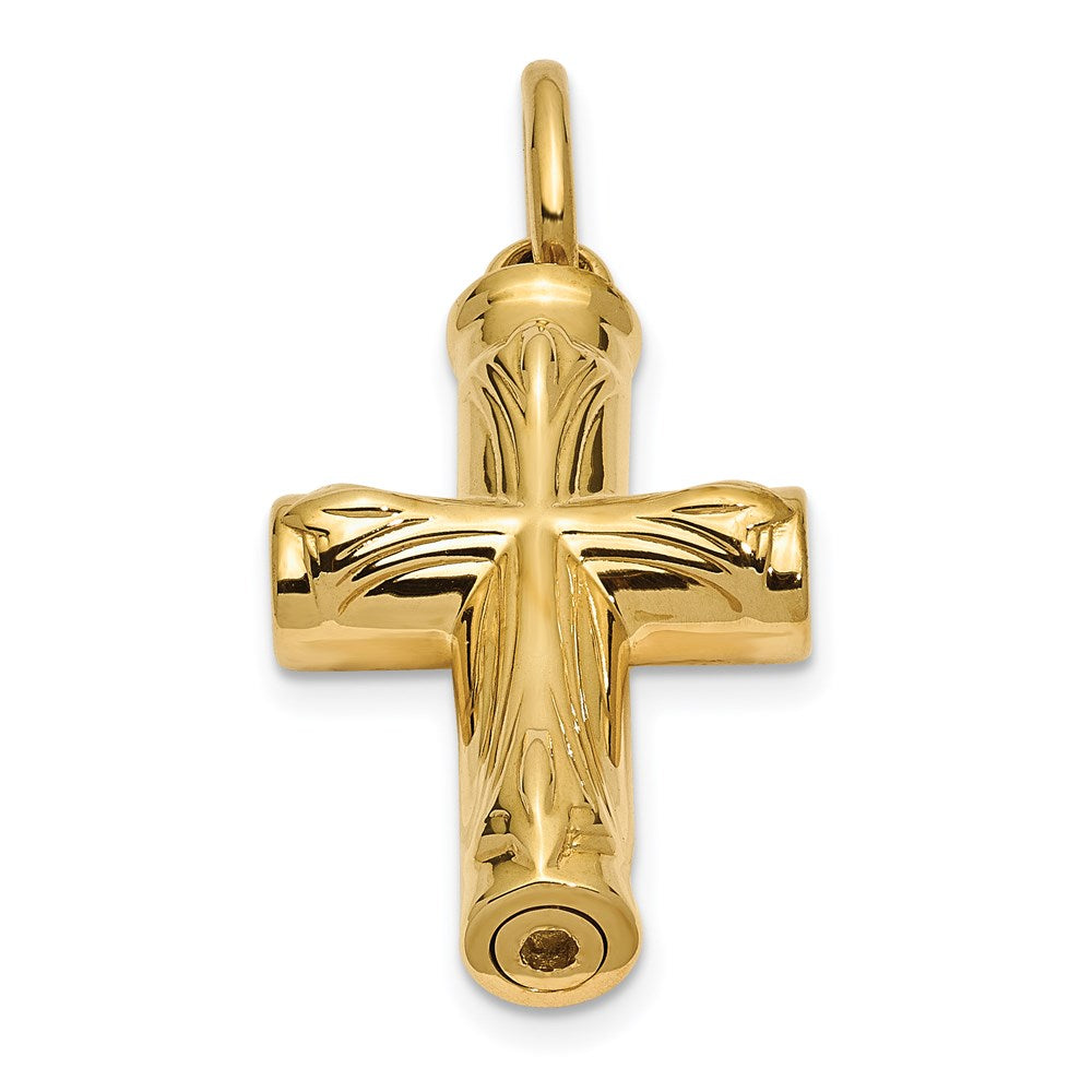 FJC Finejewelers 14 kt Yellow Gold Cross Ash Holder Charm 25 x 15 mm