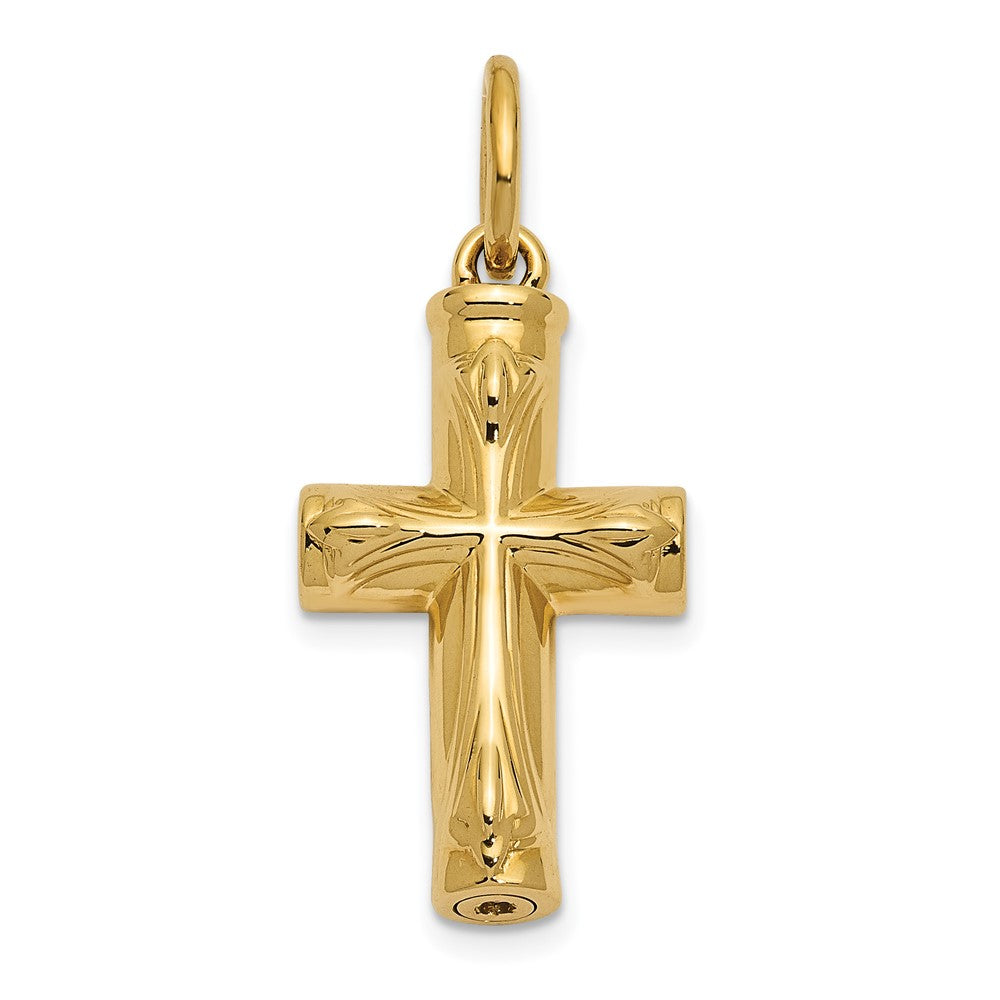 FJC Finejewelers 14 kt Yellow Gold Cross Ash Holder Charm 25 x 15 mm