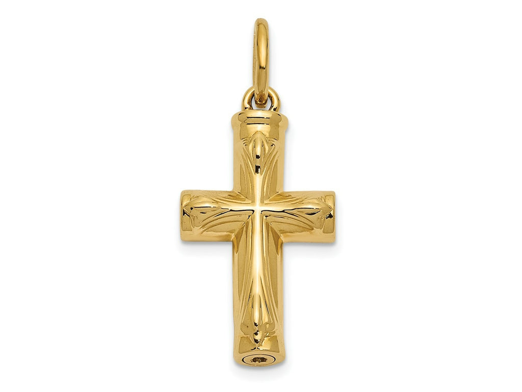 FJC Finejewelers 14 kt Yellow Gold Cross Ash Holder Charm 25 x 15 mm