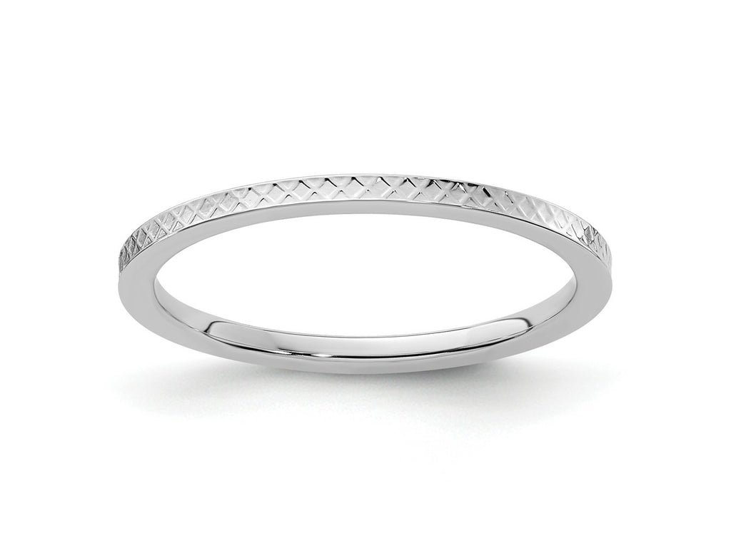 FJC Finejewelers 10 kt White Gold 1.2mm Criss-Cross Pattern Stackable Band Ring