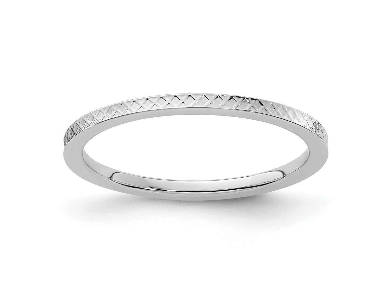 FJC Finejewelers 10 kt White Gold 1.2mm Criss-Cross Pattern Stackable Band Ring