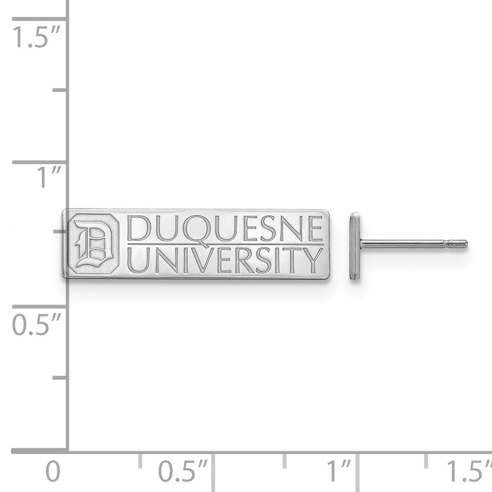LogoArt 10 kt White Gold Duquesne University Small Post Earrings 12 x 18 mm