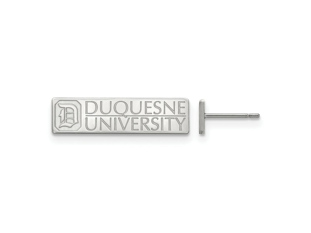 LogoArt 10 kt White Gold Duquesne University Small Post Earrings 12 x 18 mm