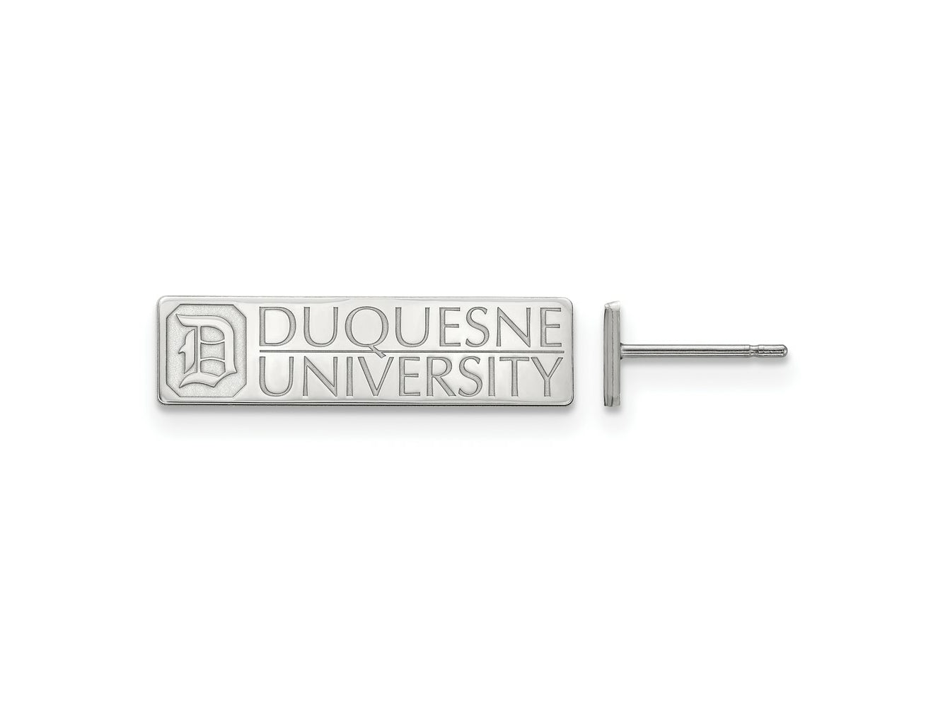 LogoArt 10 kt White Gold Duquesne University Small Post Earrings 12 x 18 mm