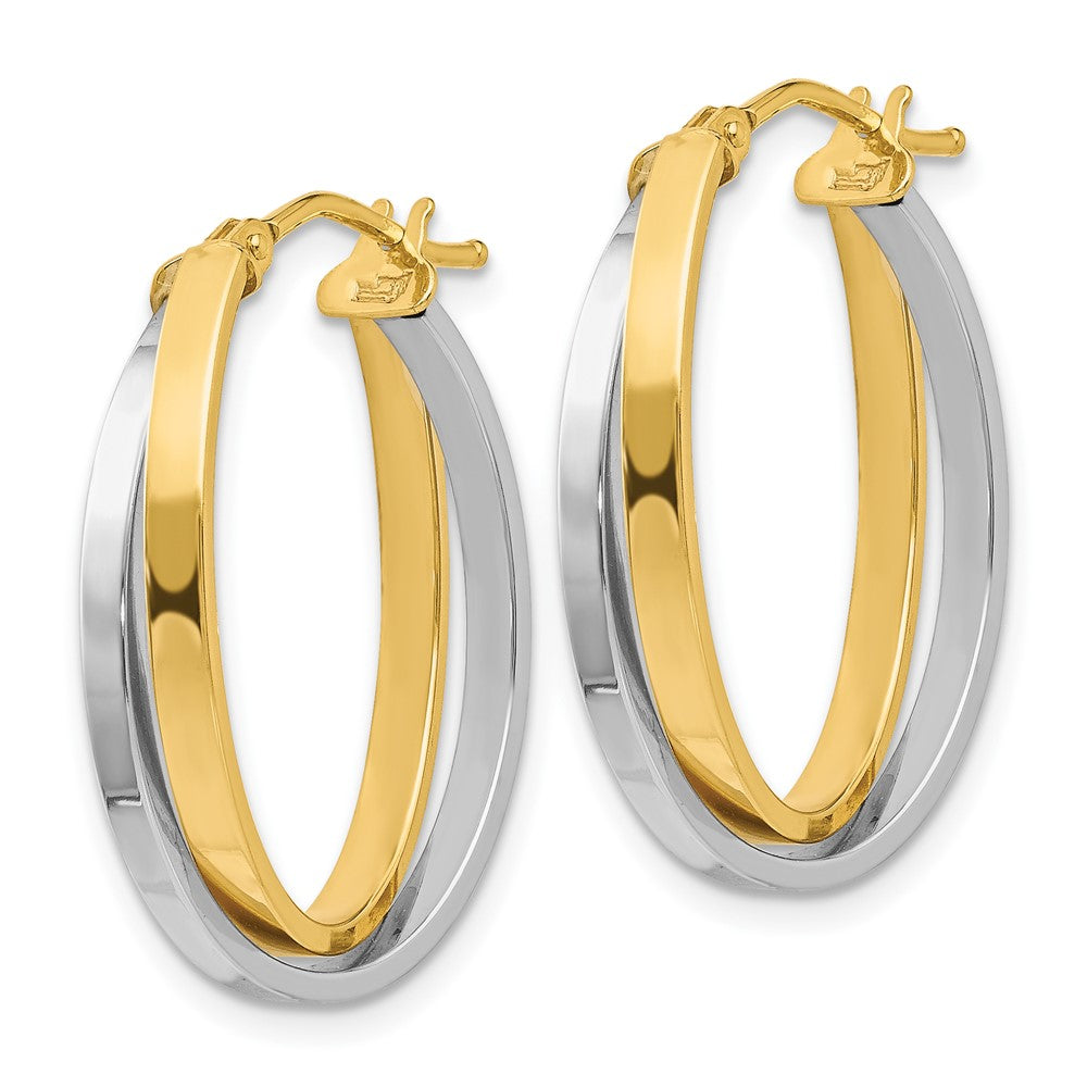 FJC Finejewelers 14 kt Two Tone Gold Two-tone Polished Hinged Hoop Earrings 23 mm x 18 mm
