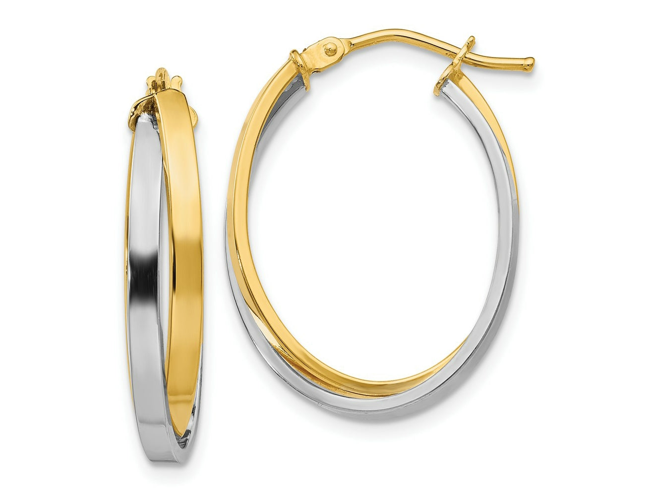 FJC Finejewelers 14 kt Two Tone Gold Two-tone Polished Hinged Hoop Earrings 23 mm x 18 mm