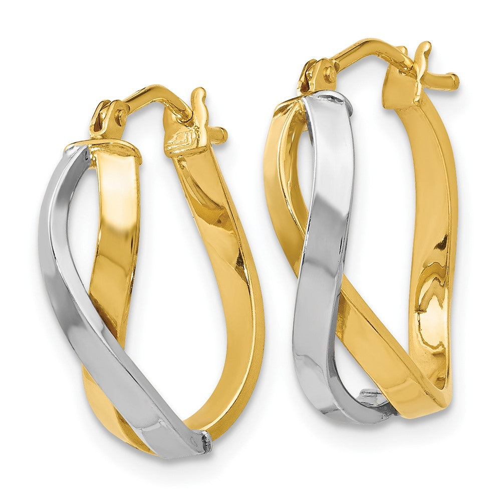 FJC Finejewelers 14 kt Two Tone Gold Two-tone Polished Hinged Hoop Earrings 18 mm x 14 mm