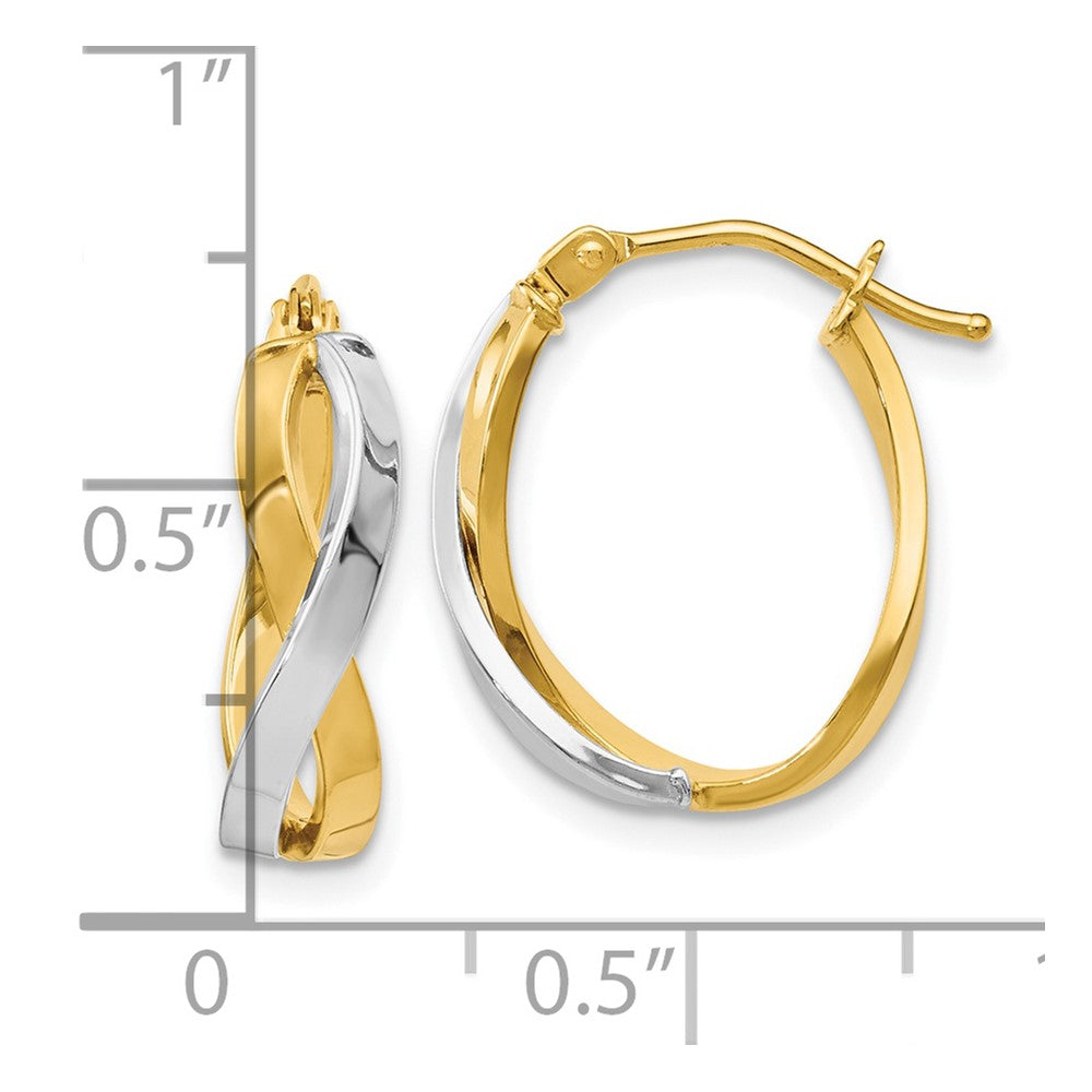 FJC Finejewelers 14 kt Two Tone Gold Two-tone Polished Hinged Hoop Earrings 18 mm x 14 mm