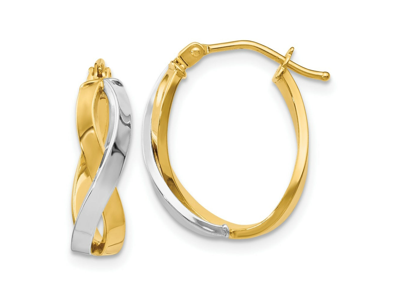 FJC Finejewelers 14 kt Two Tone Gold Two-tone Polished Hinged Hoop Earrings 18 mm x 14 mm