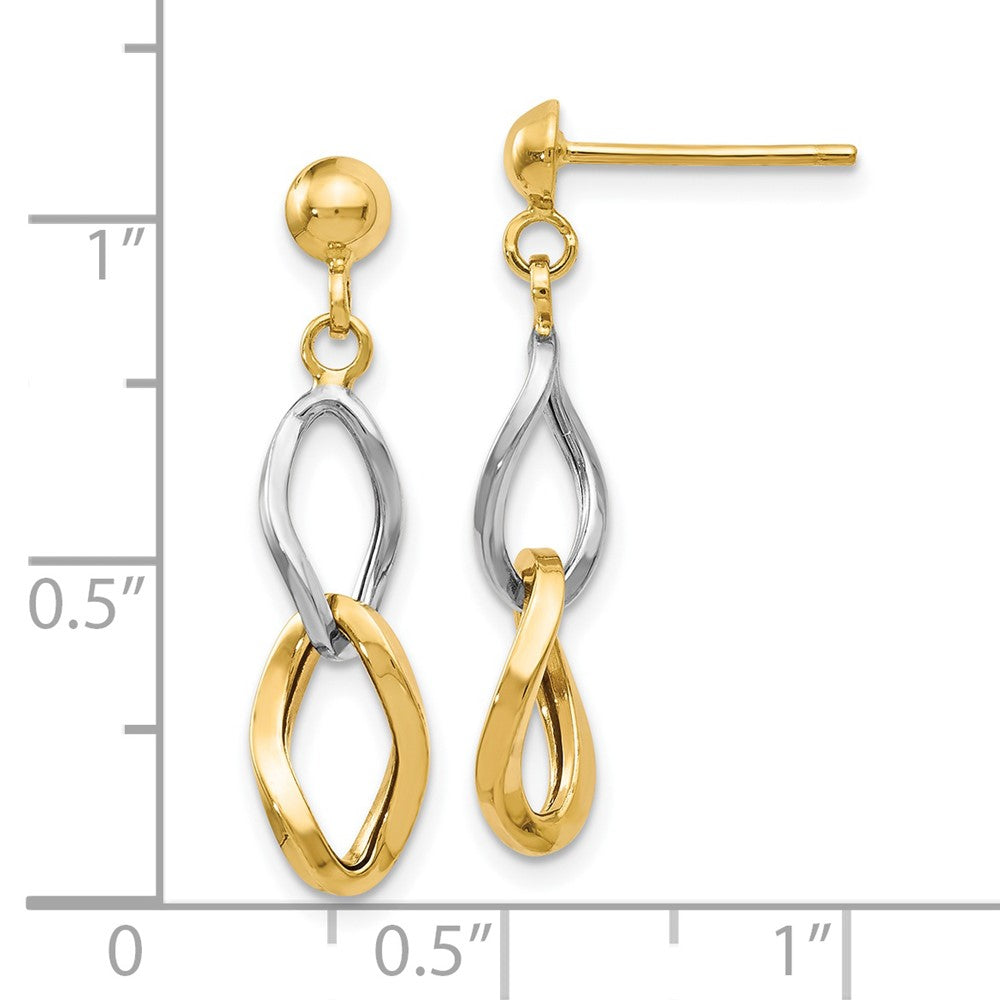 FJC Finejewelers 14 kt Two Tone Gold Two-tone Polished Post Dangle Earrings 25 mm x 6 mm