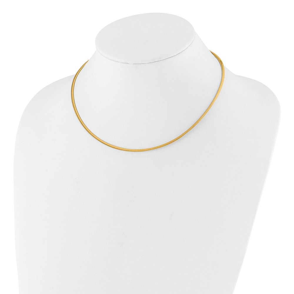 FJC Finejewelers 14 kt Two Tone Gold Bright Cut Two-Tone 2mm Reversible with Adj. Chain Omega Necklace 16 Inches