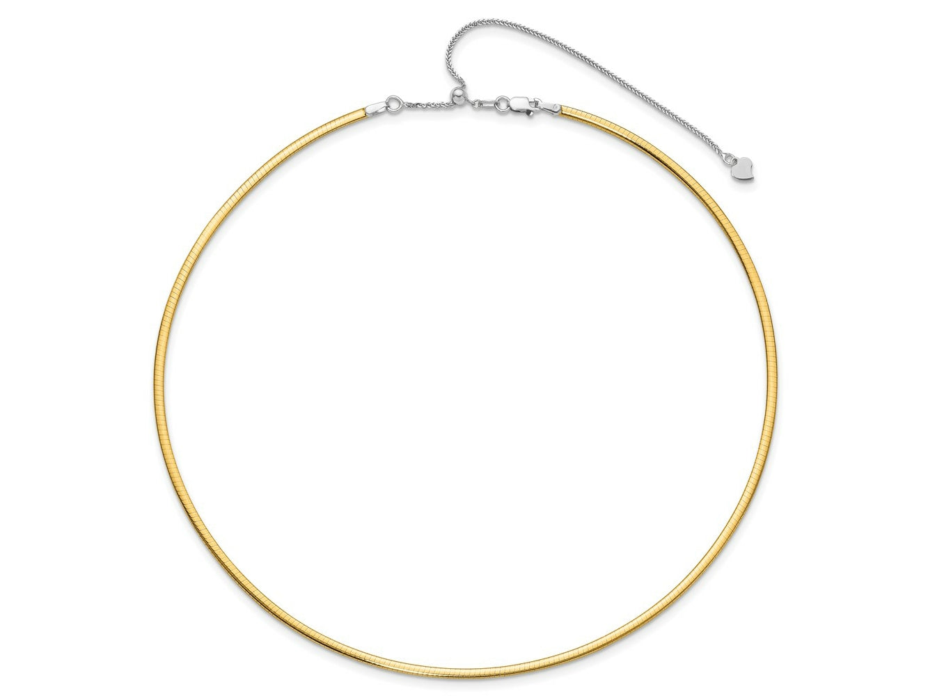 FJC Finejewelers 14 kt Two Tone Gold Bright Cut Two-Tone 2mm Reversible with Adj. Chain Omega Necklace 16 Inches