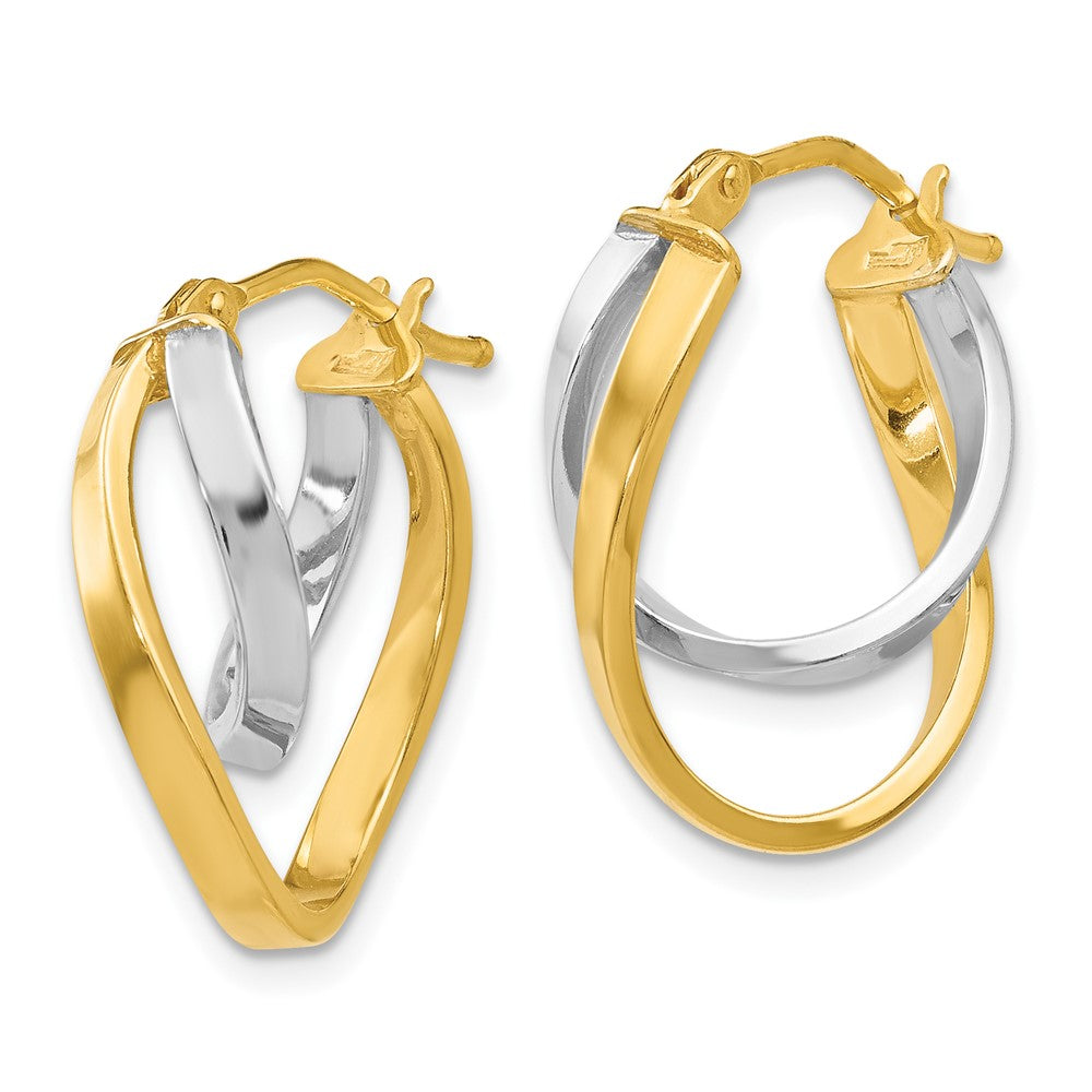 FJC Finejewelers 14 kt Two Tone Gold Two-tone Polished Hinged Hoop Earrings 17 mm x 14 mm